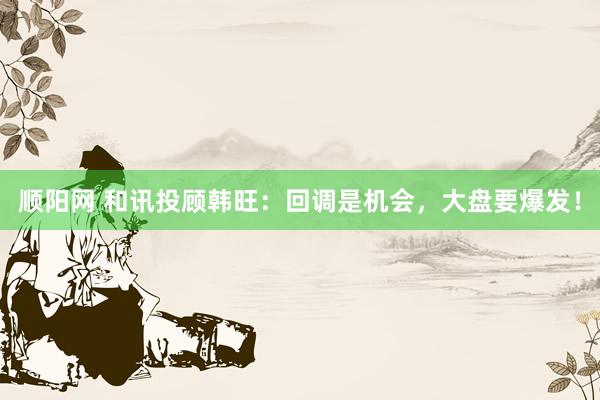 顺阳网 和讯投顾韩旺：回调是机会，大盘要爆发！