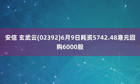 安信 玄武云(02392)6月9日耗资5742.48港元回购6000股